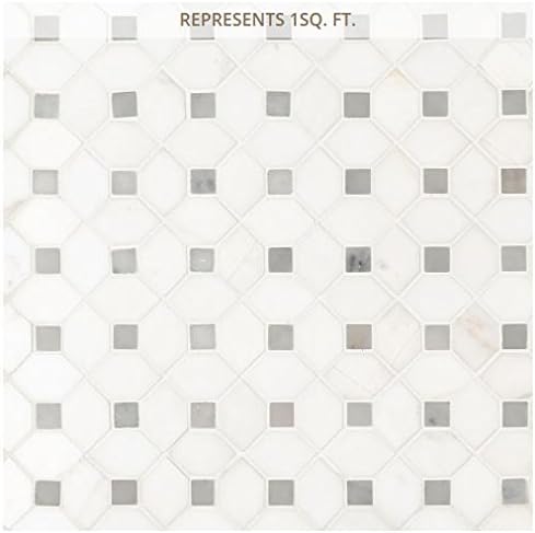 White Dot Marble Mosaic – Polished Tile Sheet for Interior Surfaces (1 Sheet)