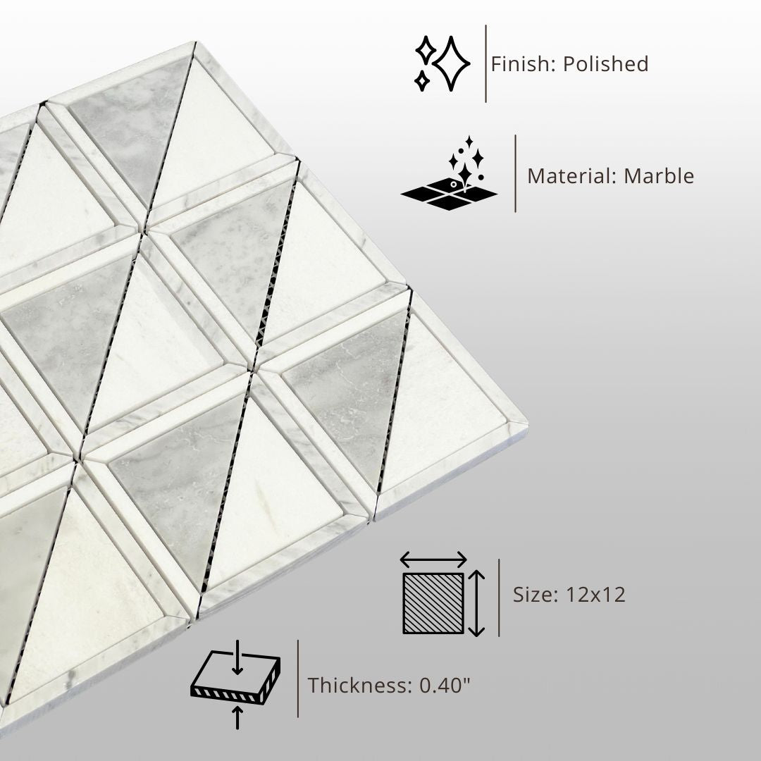 Tenedos HTC188 Hudson Triad Polished Marble Mosaic Tile