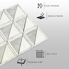 Tenedos HTC188 Hudson Triad Polished Marble Mosaic Tile