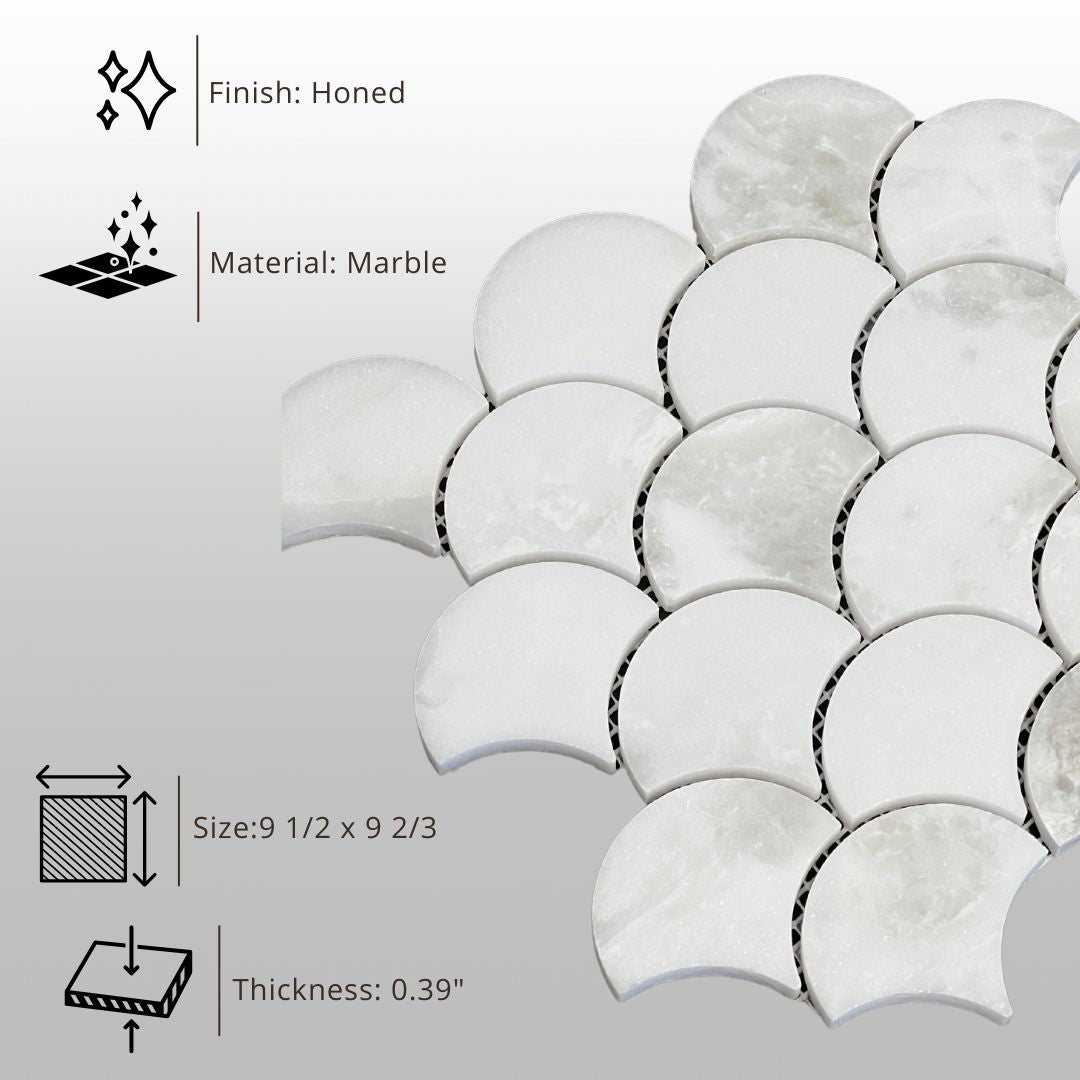 Tenedos HTC189 Luna Wave Honed Marble Mosaic Tile