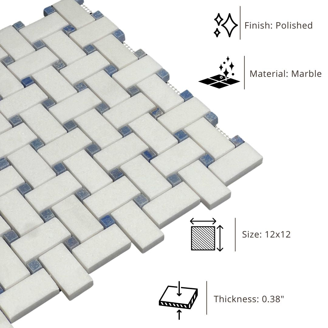 Tenedos HTC194 Ivory Weave Marble Mosaic Tile