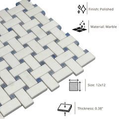 Tenedos HTC194 Ivory Weave Marble Mosaic Tile