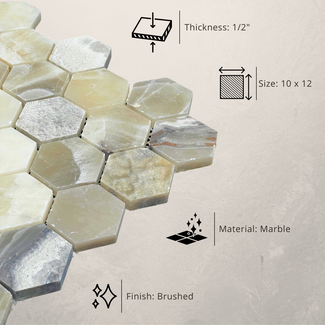 Beryl Onyx Hexagon Marble Tile