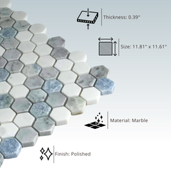 Tenedos Alezza Polished Marble Mesh-Mounted Mosaic Tile