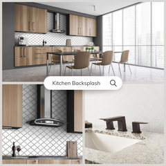 Tenedos Snowy Glossy  Arabesque Porcelain Patterned Look Wall Tile-1 piece