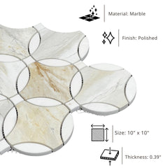 Tenedos HTC188 Golden Radiance Polished Marble Mesh-Mounted Mosaic Tile