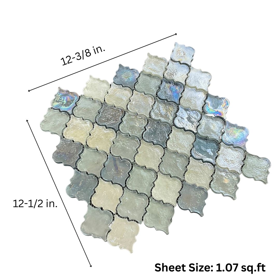 Casablanca Lantern 2x2 Glitter Glowing Blue Grey Glass Mosaic Wall Pool Tile for Kitchen Backsplash, Bathroom Shower, Accent Decor