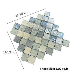 Casablanca Lantern 2x2 Glitter Glowing Blue Grey Glass Mosaic Wall Pool Tile for Kitchen Backsplash, Bathroom Shower, Accent Decor