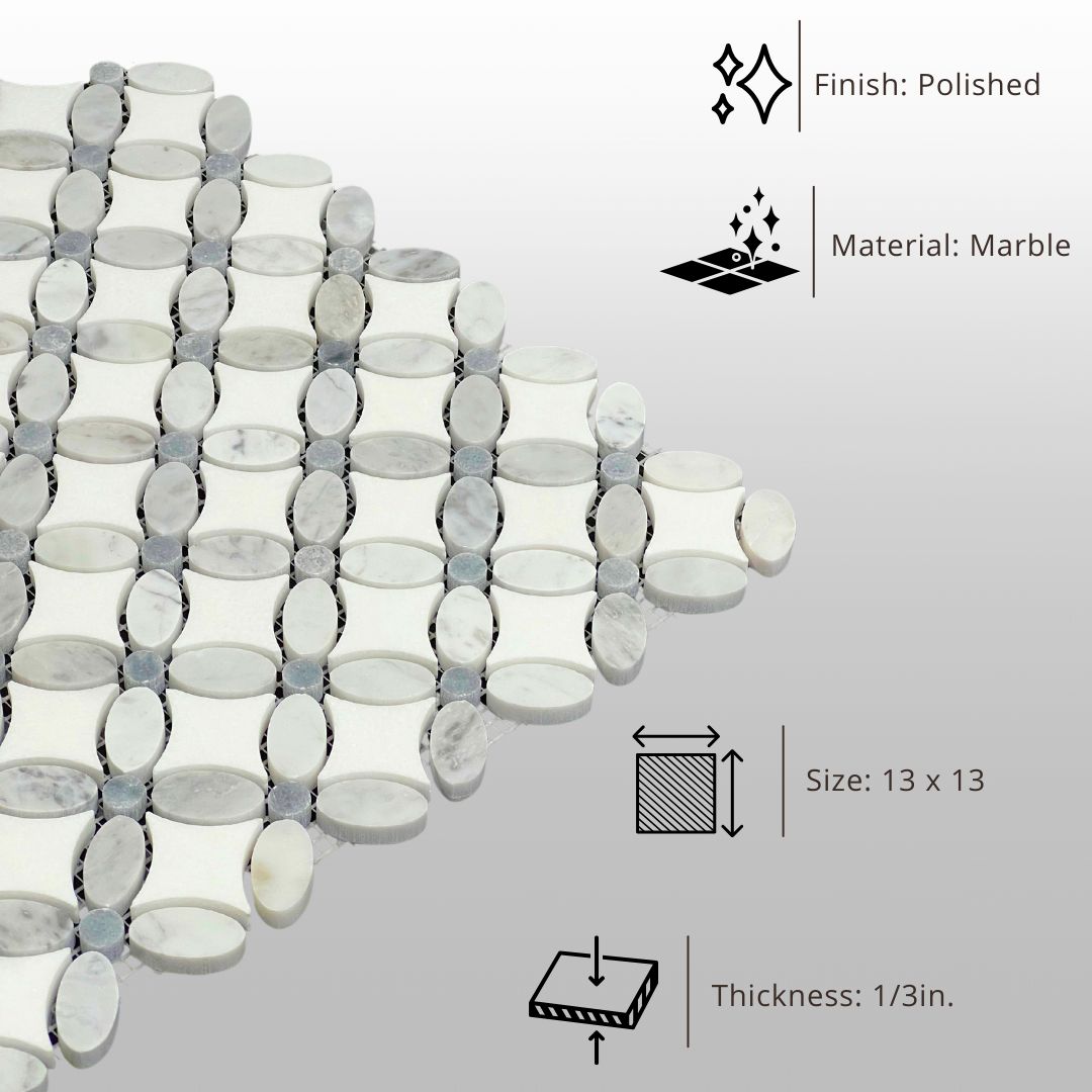 Tenedos HTC192 Ethereal Bloom Marble Mosaic Tile
