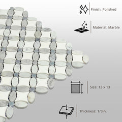 Tenedos HTC192 Ethereal Bloom Marble Mosaic Tile