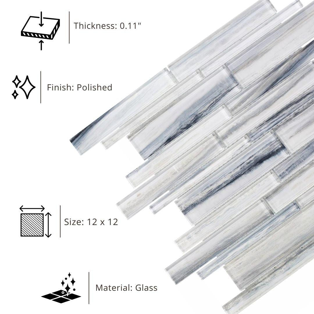 Tenedos HTC248 Ocean Mist Linear Glass Mosaic Tile