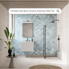 Tenedos HTC184 Ceramic Subway Wall Tile Handmade Look Glossy Glaze for Backsplash Kitchen, Bathroom Shower, Accent Wall (1, Sky Blue)