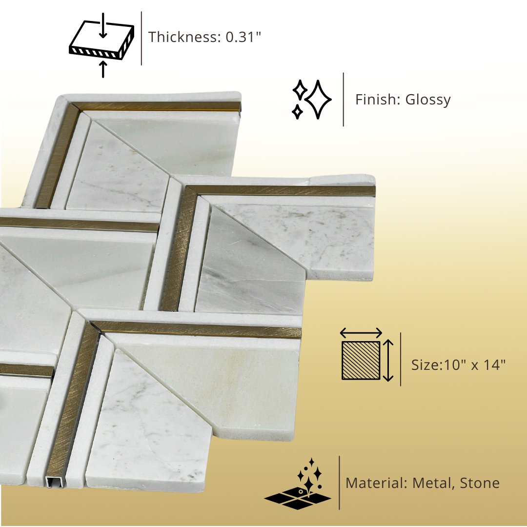 Tenedos Diaspore Gold 10 in. x 14 in. Stone Metal Mesh-Mounted Mosaic Tile