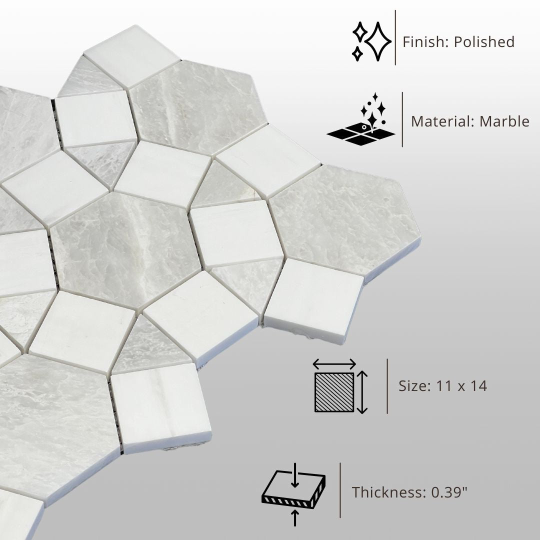 Tenedos HTC193 Crystal Nexus Marble Mosaic Tile