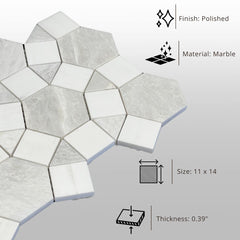 Tenedos HTC193 Crystal Nexus Marble Mosaic Tile