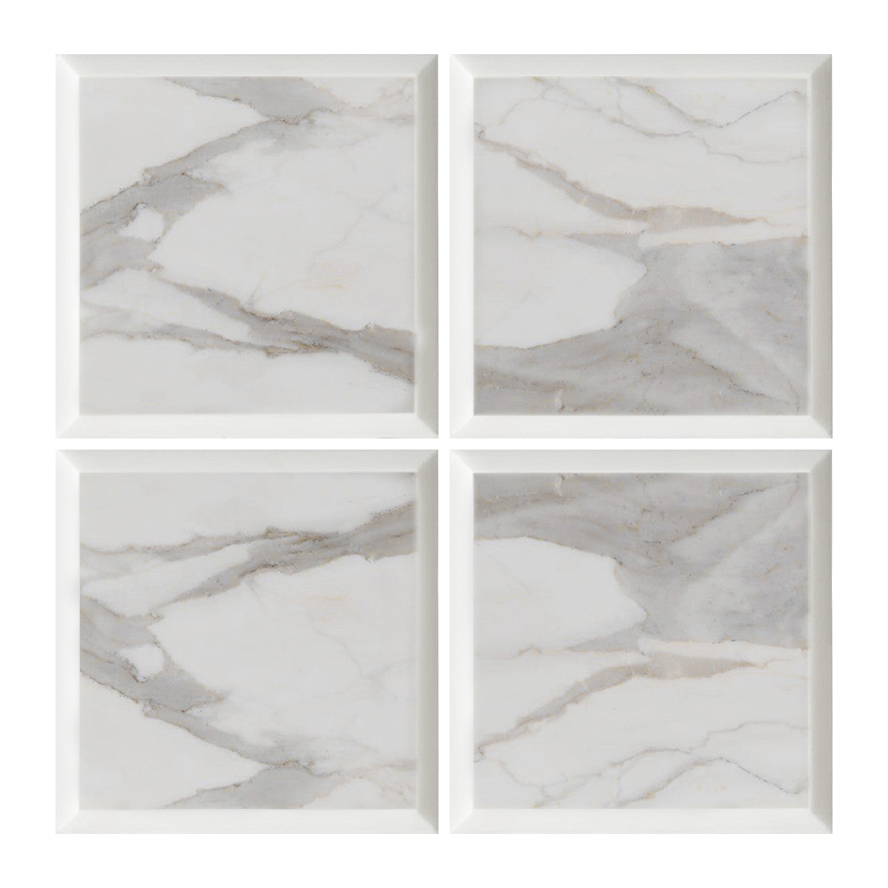 4x4 Calacatta Gold Italian Marble Subway Tile Wide Beveled Polished (Glossy)