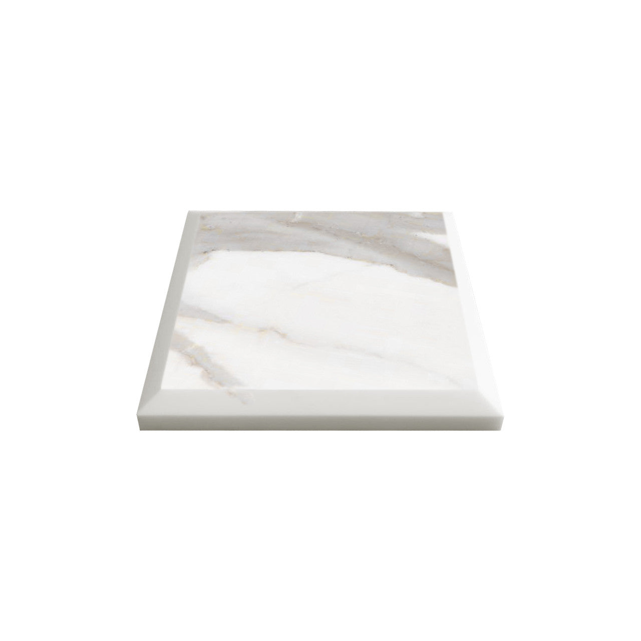 4x4 Calacatta Gold Italian Marble Subway Tile Wide Beveled Polished (Glossy)