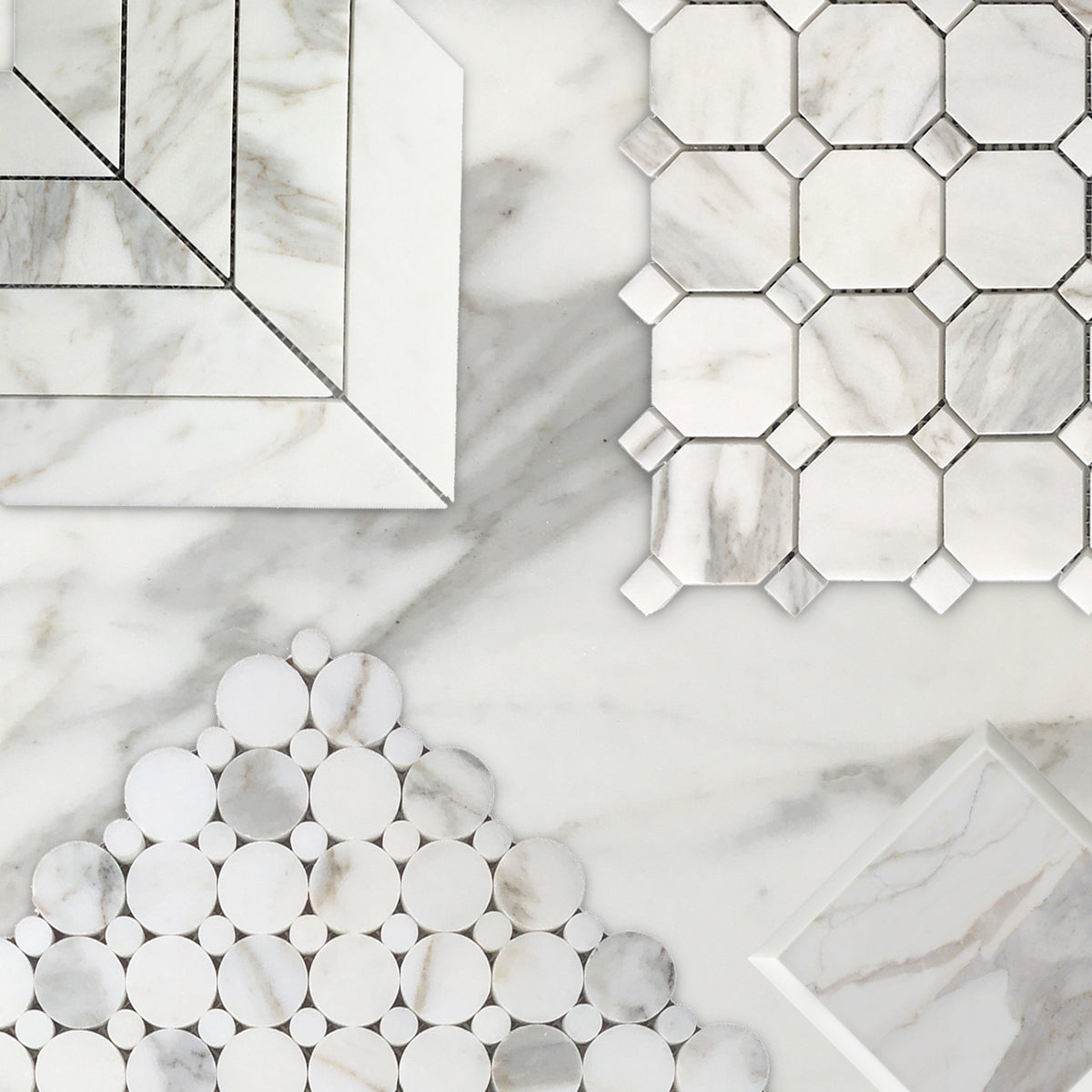 4x4 Calacatta Gold Italian Marble Subway Tile Wide Beveled Polished (Glossy)