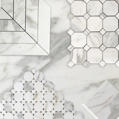 4x4 Calacatta Gold Italian Marble Subway Tile Wide Beveled Polished (Glossy)