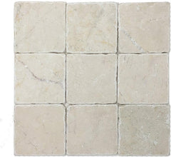 Tenedos 4x4 Square Beige Light Cream Marble Stone Floor Wall Coaster Tile Backsplash for Handcrafting, Kitchen, Bathroom Shower, Accent decor, Fireplace, Drink Coasters (4 Pieces)