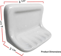 Ceramic Wall-Mounted Soap Dish - White Glazed, Tile Adhesion