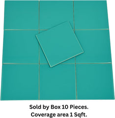 4x4 Ocean Blue Ceramic Tile-Box of 10 pcs
