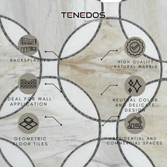 Tenedos HTC188 Golden Radiance Polished Marble Mesh-Mounted Mosaic Tile