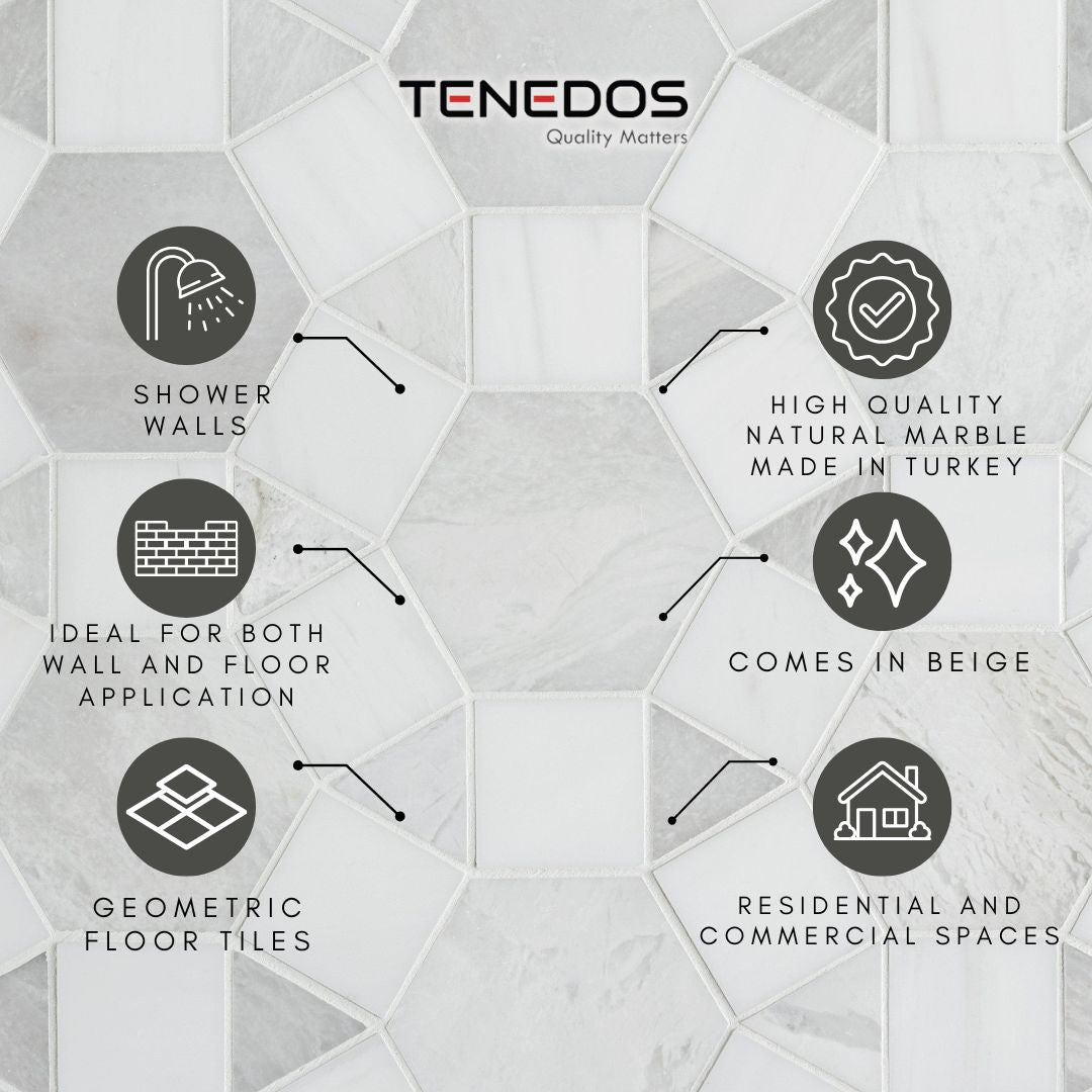 Tenedos HTC193 Crystal Nexus Marble Mosaic Tile