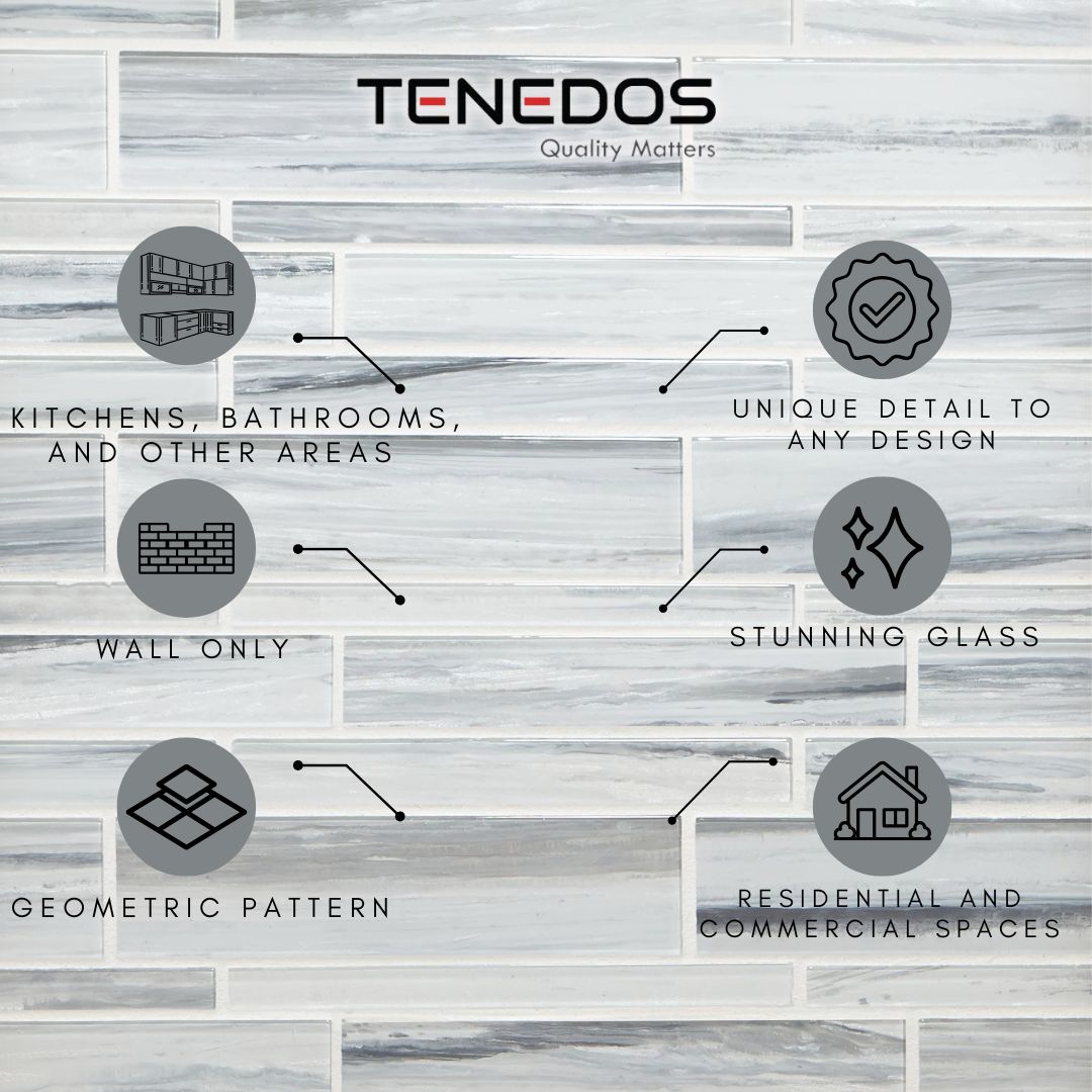 Tenedos HTC248 Ocean Mist Linear Glass Mosaic Tile