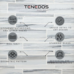Tenedos HTC248 Ocean Mist Linear Glass Mosaic Tile