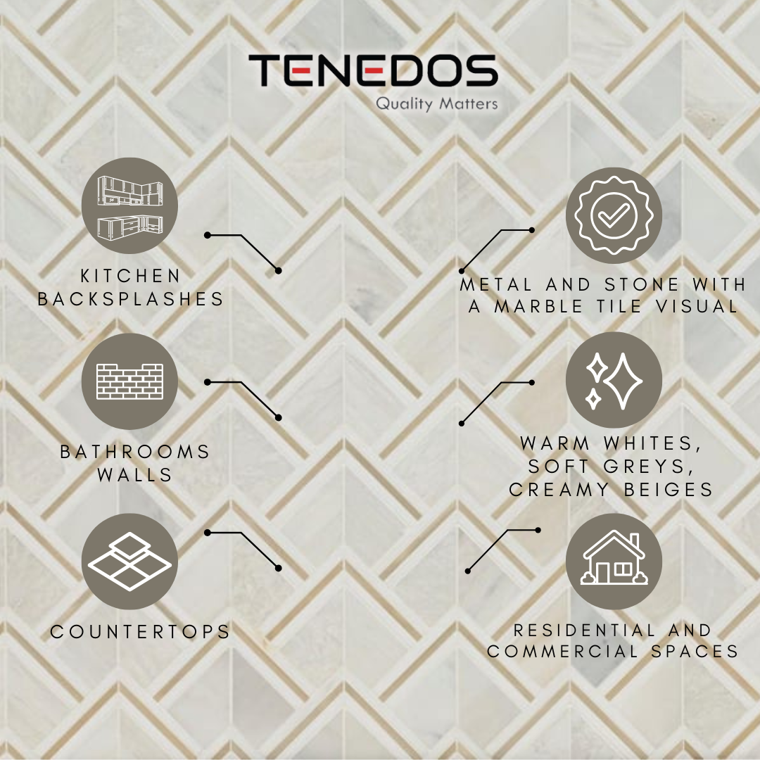 Tenedos Diaspore Gold 10 in. x 14 in. Stone Metal Mesh-Mounted Mosaic Tile