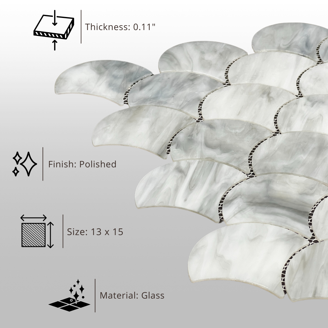 Tenedos Moonlit Scales Mosaic Glass Mosaic Tile-1 piece