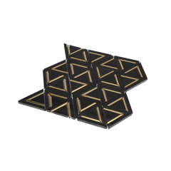 Nero Marquina Metal 12x14 Mosaic Tile – Black Marble Look Triangle Geometric 3D Hexagon Pattern with Gold Inlay for Kitchen Backsplash & Bathroom Wall