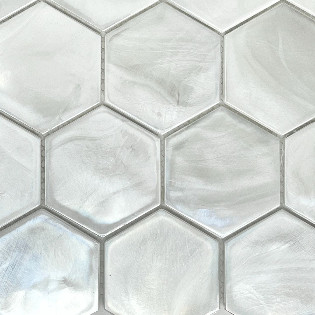 Tenedos HTC150 Violet Hexagon 10.95 in. x 12.6 in. Mixed Glass Floor and Kitchen Bathroom Wall Tile (0.96 sq. ft./Each)
