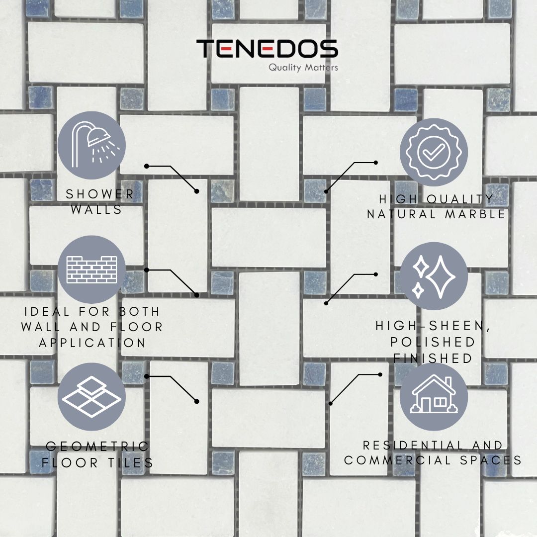 Tenedos HTC194 Ivory Weave Marble Mosaic Tile