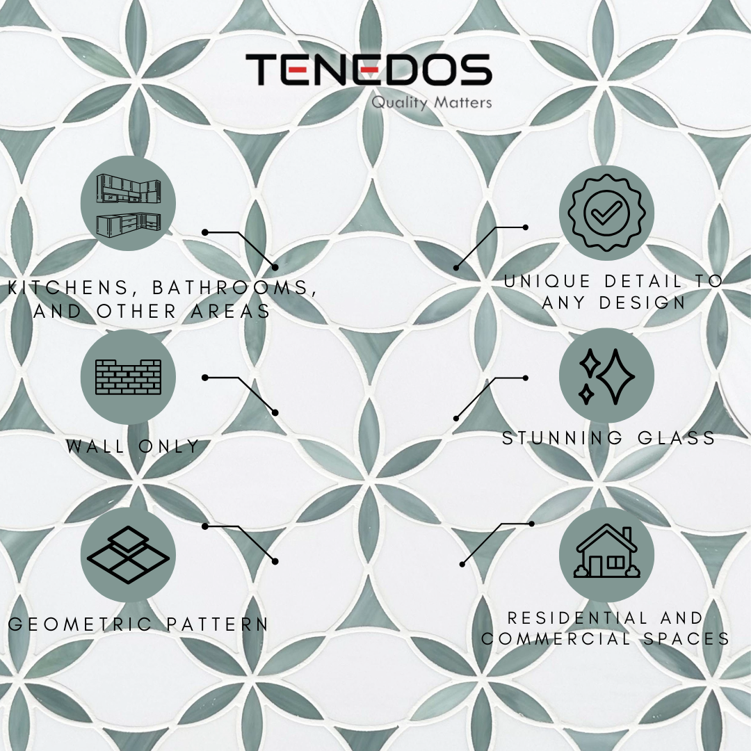 Tenedos Emerald Bloom Glass Mosaic Tile-1 piece