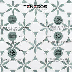 Tenedos Emerald Bloom Glass Mosaic Tile-1 piece