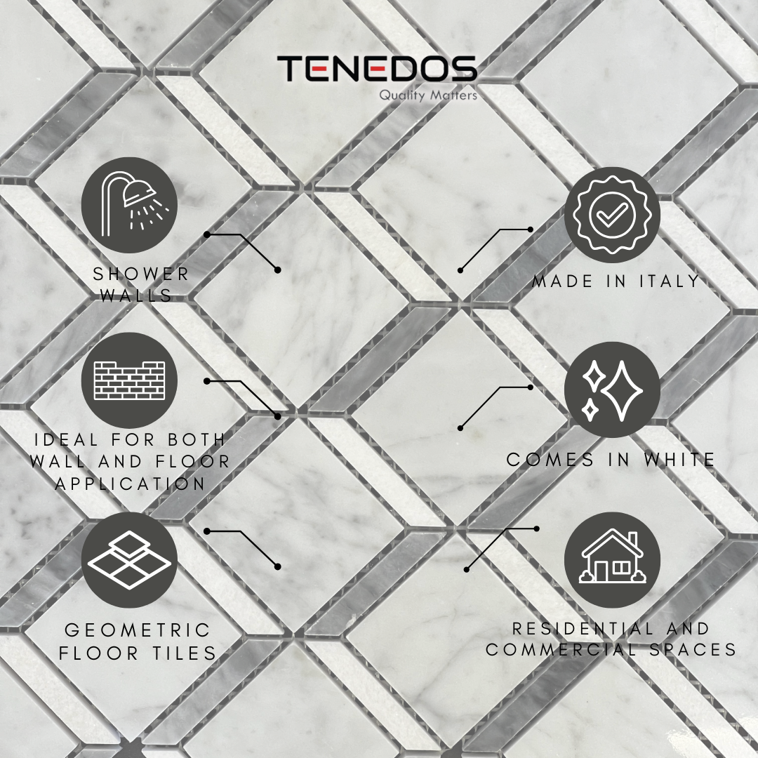 Tenedos HTC191 Silver Prism Marble Mosaic Tile