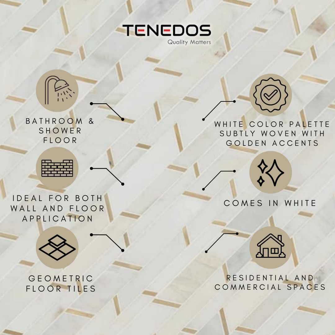 Tenedos Aurora Luxe Chevron Stone Metal Wall Tile