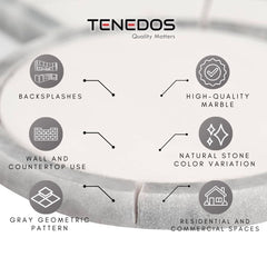 Tenedos Legency HTC152-1 10 in. x 10 in. Polished Marble Mosaic Tile Silver