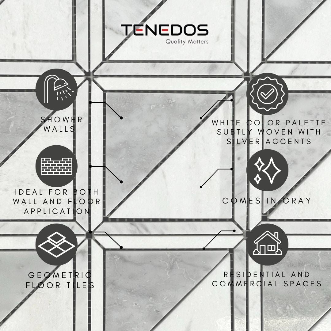 Tenedos HTC188 Hudson Triad Polished Marble Mosaic Tile