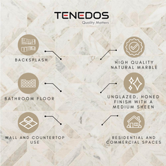 Tenedos Agate Marble Honed Mosaic Marble Floor and Wall Tile- 1 piece