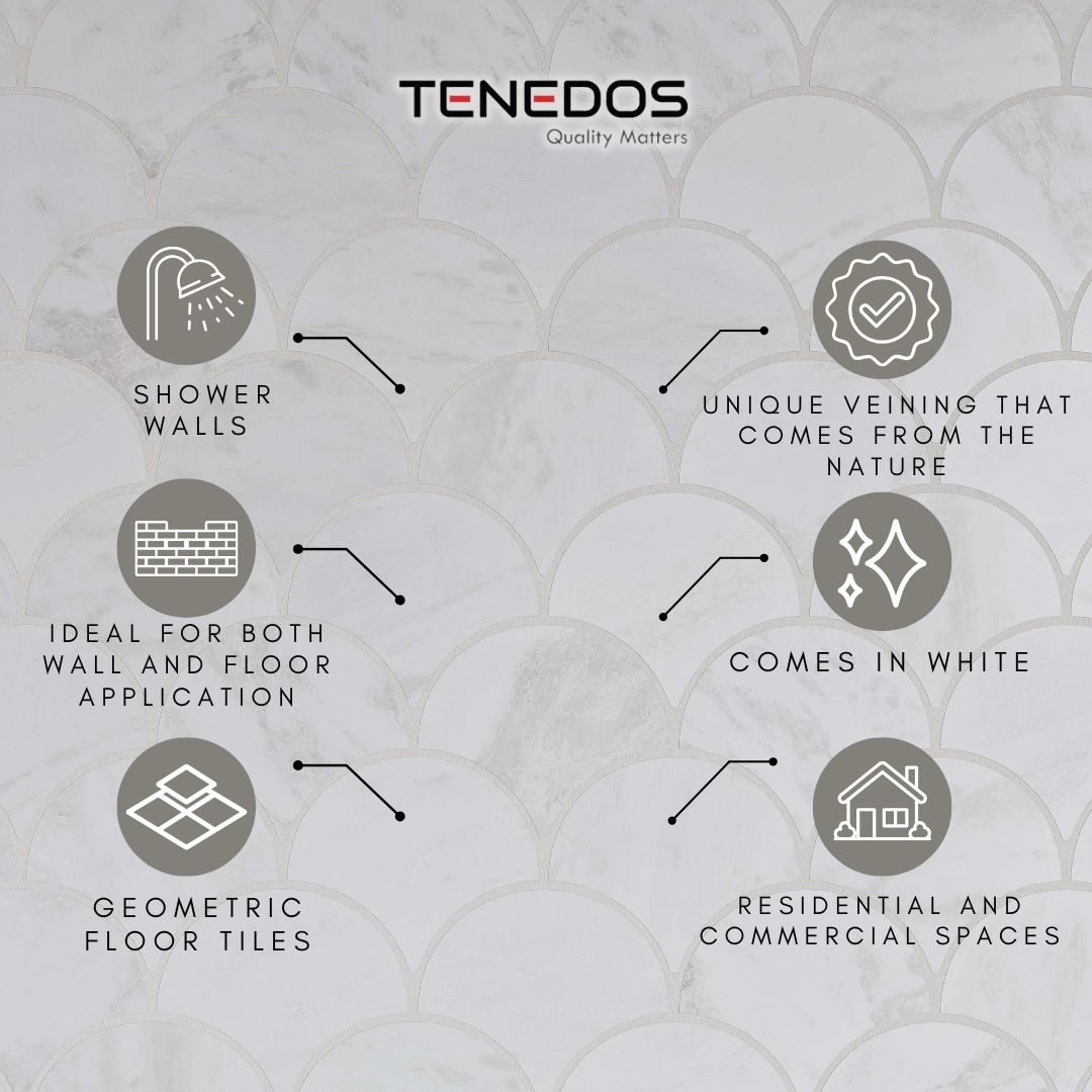 Tenedos HTC189 Luna Wave Honed Marble Mosaic Tile