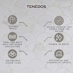 Tenedos HTC189 Luna Wave Honed Marble Mosaic Tile