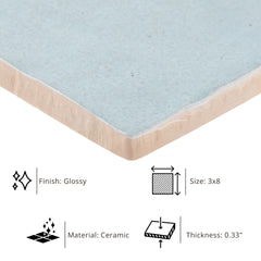Tenedos HTC184 Ceramic Subway Wall Tile Handmade Look Glossy Glaze for Backsplash Kitchen, Bathroom Shower, Accent Wall (1, Sky Blue)
