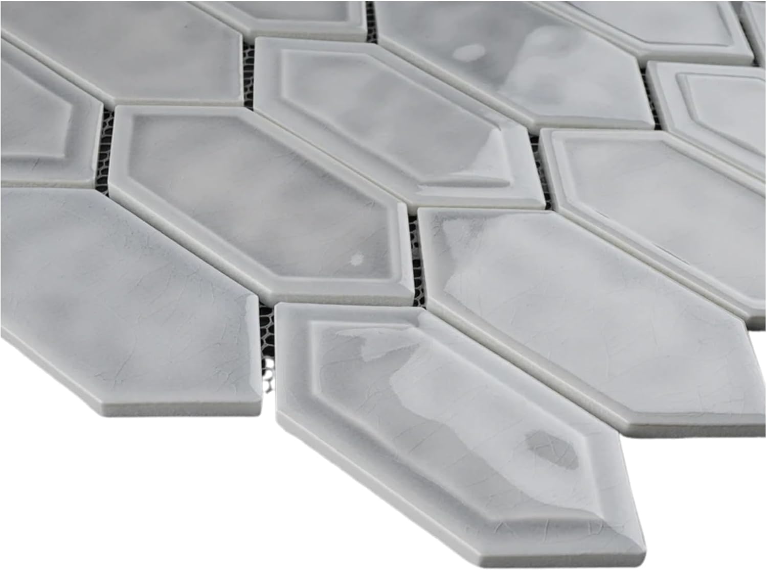 Tenedos Bright Picket Glass Mosaic Tile – 13.3" x 10.2" Glossy Finish, Kitchen Backsplash, Bathroom, Shower Wall & Accent Tile