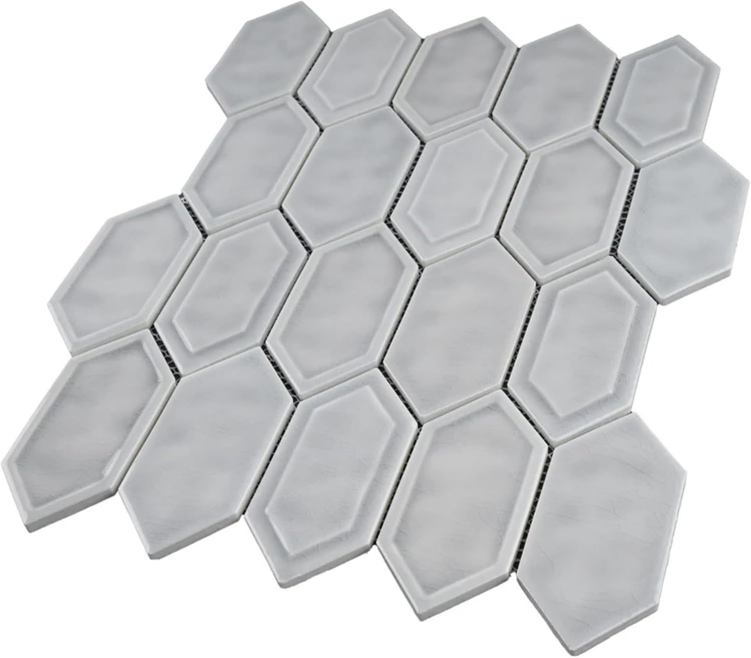 Tenedos Bright Picket Glass Mosaic Tile – 13.3" x 10.2" Glossy Finish, Kitchen Backsplash, Bathroom, Shower Wall & Accent Tile