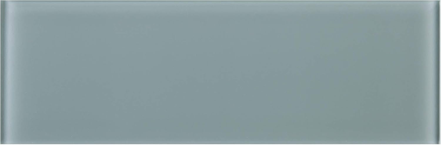 4x12 Glossy Light Grey Subway Glass Mosaic Tile