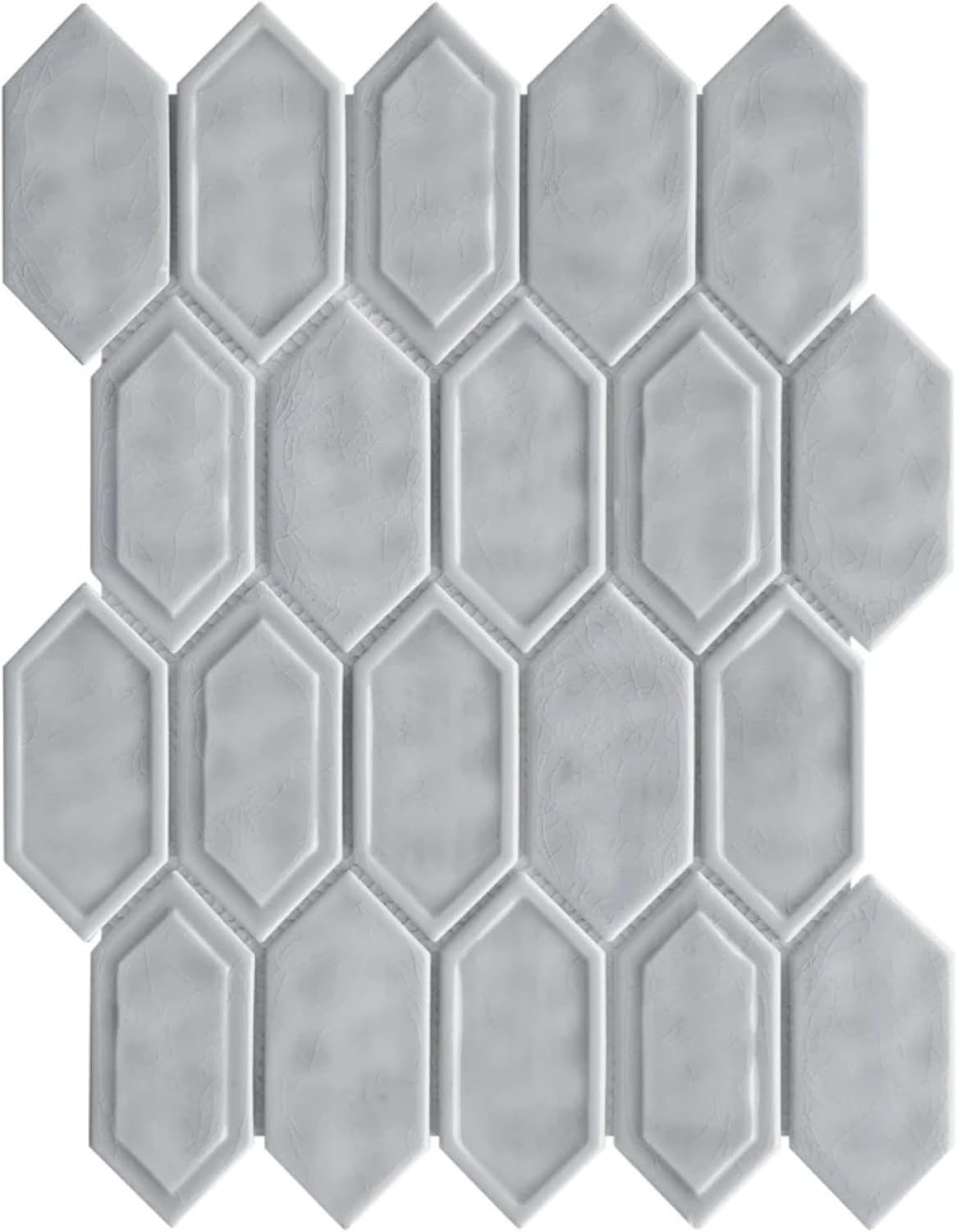 Tenedos Bright Picket Glass Mosaic Tile – 13.3" x 10.2" Glossy Finish, Kitchen Backsplash, Bathroom, Shower Wall & Accent Tile