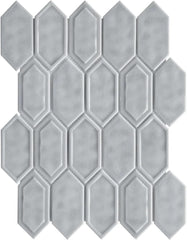Tenedos Bright Picket Glass Mosaic Tile – 13.3" x 10.2" Glossy Finish, Kitchen Backsplash, Bathroom, Shower Wall & Accent Tile
